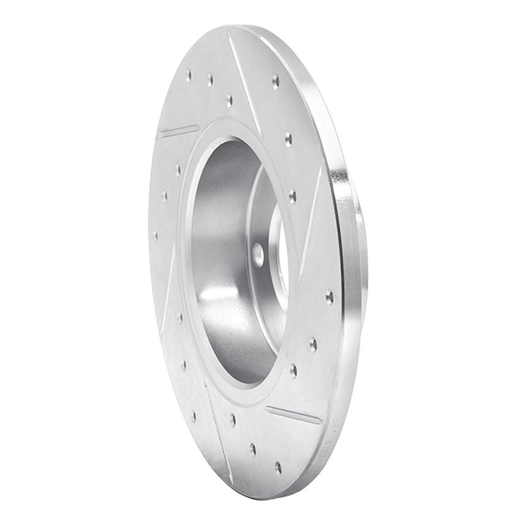 E-Line Drilled & Slotted Silver Brake Rotor, 1995-1998 BMW, Position: Front Left
