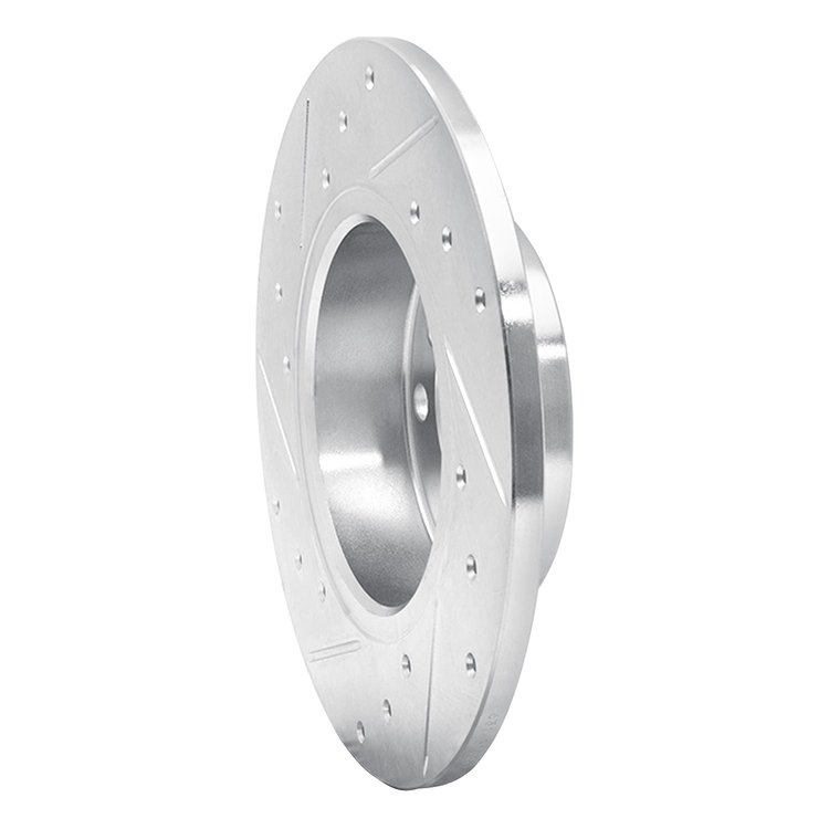 E-Line Drilled & Slotted Silver Brake Rotor, 1995-1998 BMW, Position: Front Right