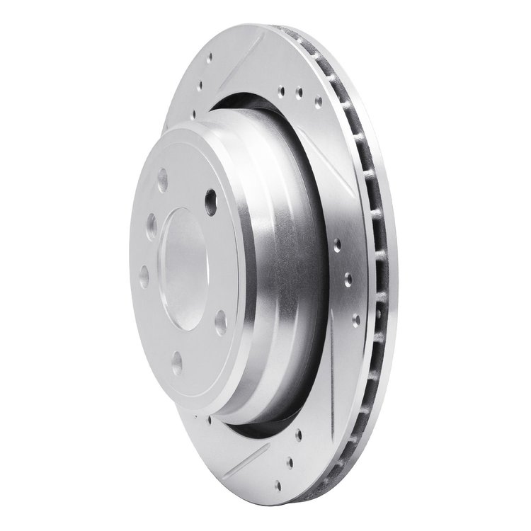 E-Line Drilled & Slotted Silver Brake Rotor, 1996-2003 BMW, Position: Rear Left