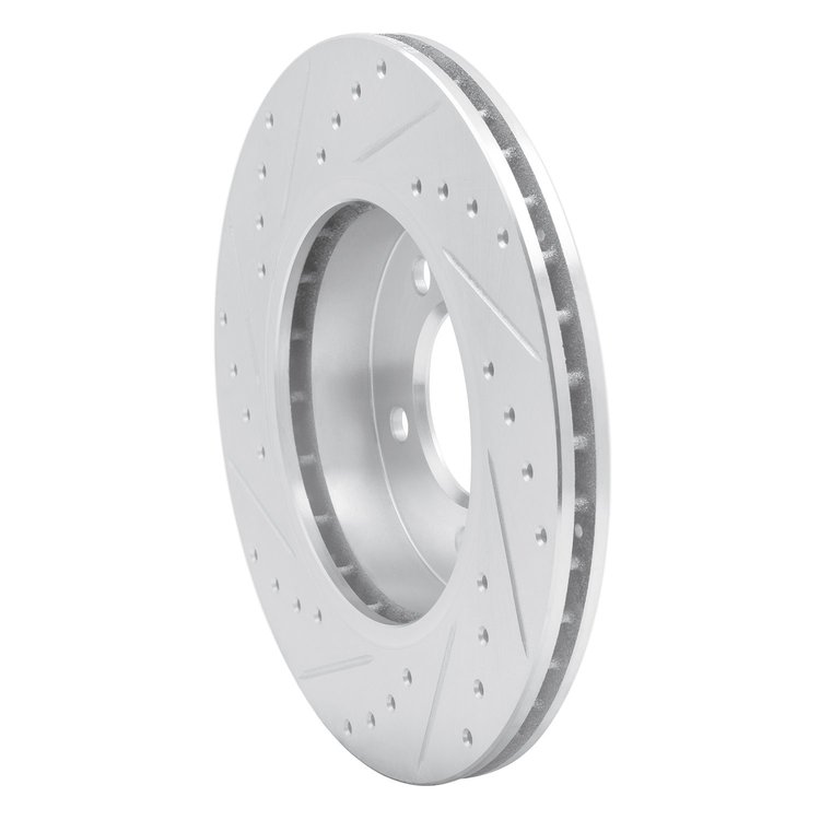 E-Line Drilled & Slotted Silver Brake Rotor, 1999-2008 BMW, Position: Front Right