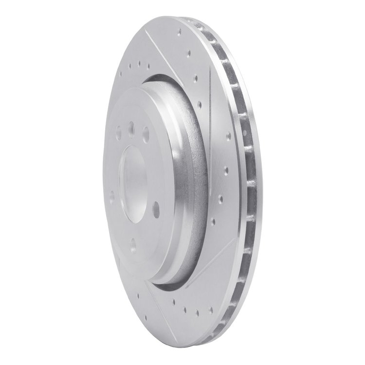 E-Line Drilled & Slotted Silver Brake Rotor, 2001-2006 BMW, Position: Rear Right