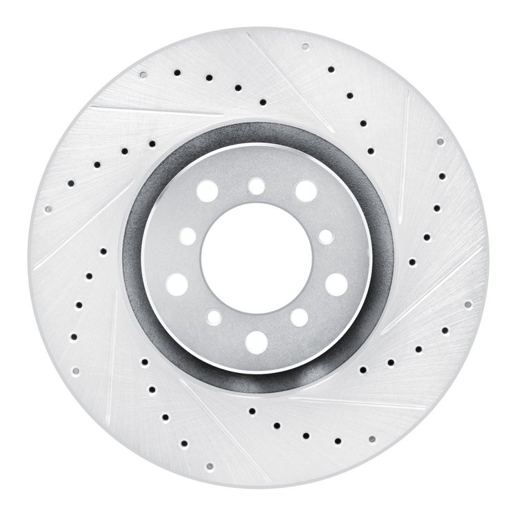 E-Line Drilled & Slotted Silver Brake Rotor, 2000-2003 BMW, Position: Left Front
