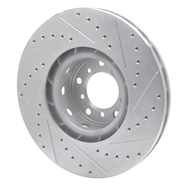 E-Line Drilled & Slotted Silver Brake Rotor, 2000-2003 BMW, Position: Right Front