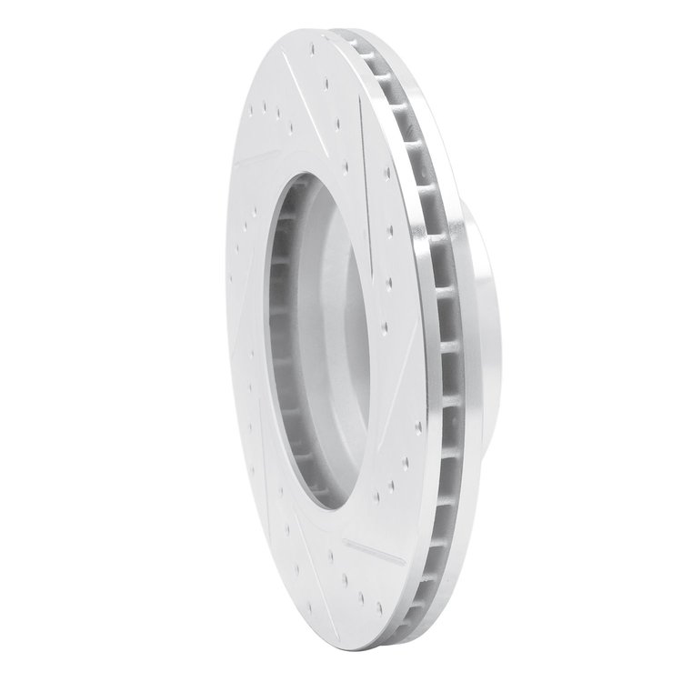 E-Line Drilled & Slotted Silver Brake Rotor, 2002-2008 BMW, Position: Front Left