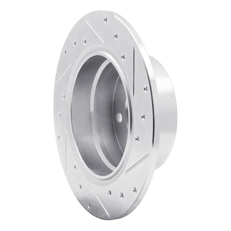 E-Line Drilled & Slotted Silver Brake Rotor, 2003-2006 BMW, Position: Rear Left