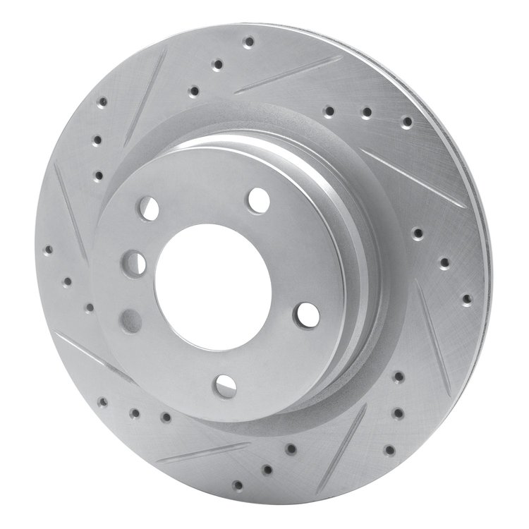 E-Line Drilled & Slotted Silver Brake Rotor, 2006-2013 BMW, Position: Rear Left