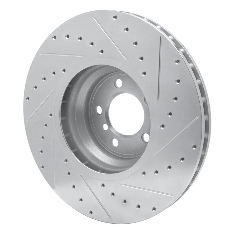 E-Line Drilled & Slotted Silver Brake Rotor, 2007-2008 BMW, Position: Front Left