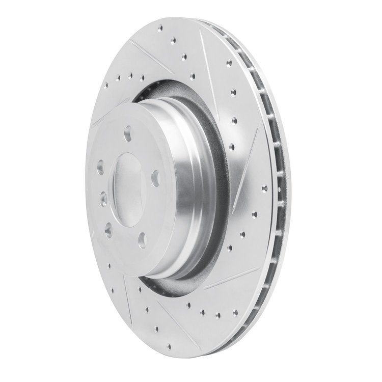 E-Line Drilled & Slotted Silver Brake Rotor, 2007-2008 BMW, Position: Rear Right