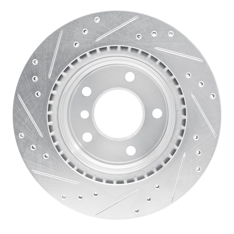 E-Line Drilled & Slotted Silver Brake Rotor, 2008-2013 BMW, Position: Rear Right
