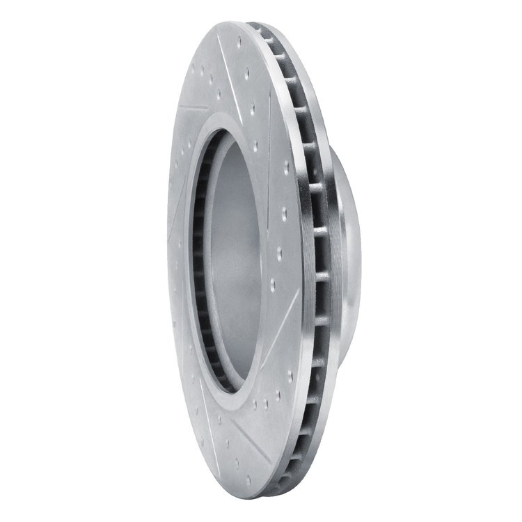 E-Line Drilled & Slotted Silver Brake Rotor, 2009-2016 BMW, Position: Front Left