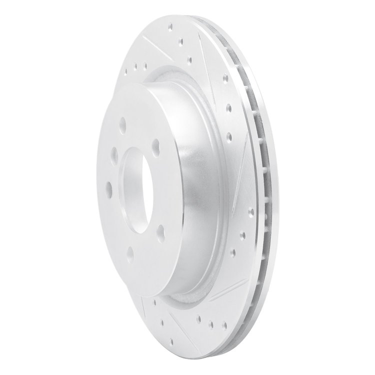 E-Line Drilled & Slotted Silver Brake Rotor, 2009-2016 BMW, Position: Rear Right