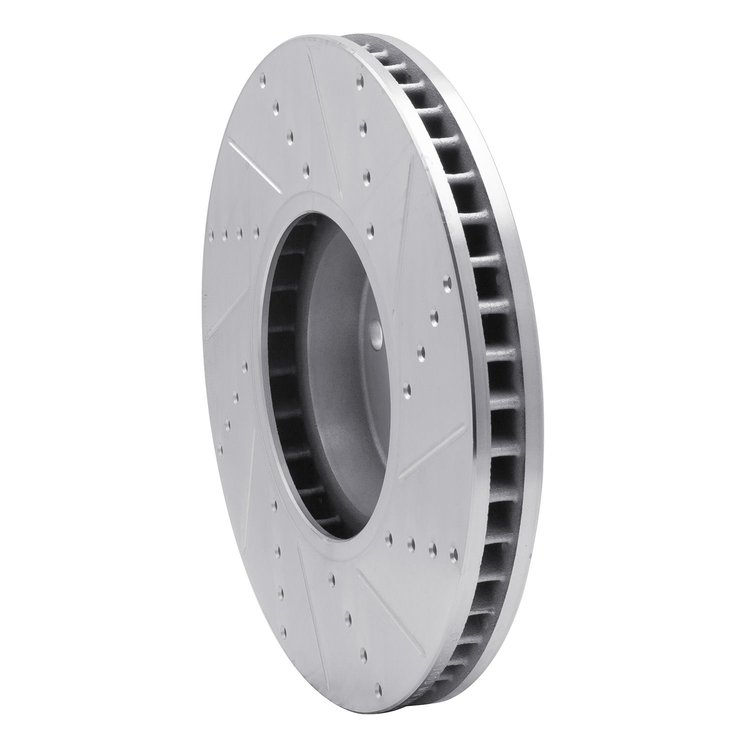 E-Line Drilled & Slotted Silver Brake Rotor, 2010-2018 BMW, Position: Right Front