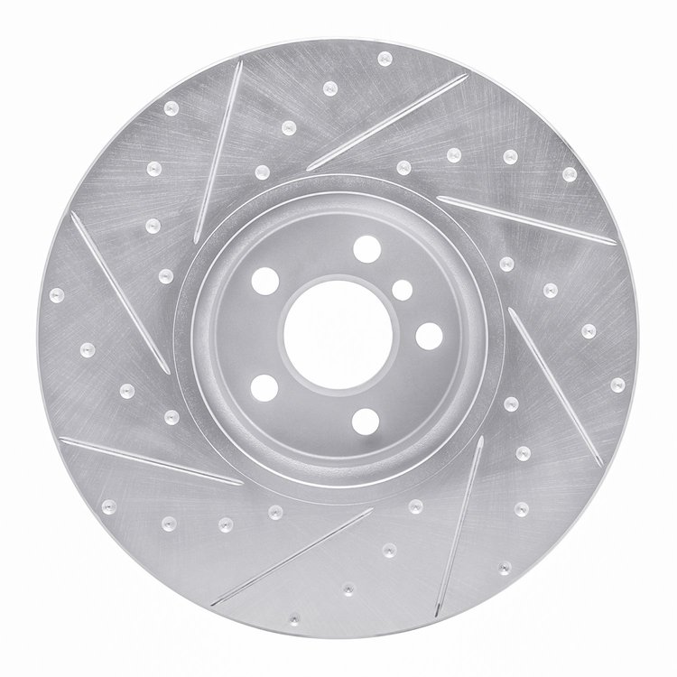 E-Line Drilled & Slotted Silver Brake Rotor, Fits Select Fits Multiple Makes/Models, Position: Right Front