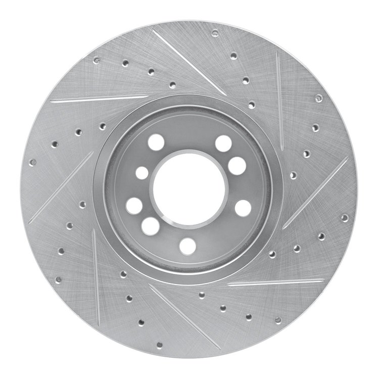 E-Line Drilled & Slotted Silver Brake Rotor, 2000-2006 BMW, Position: Front Left