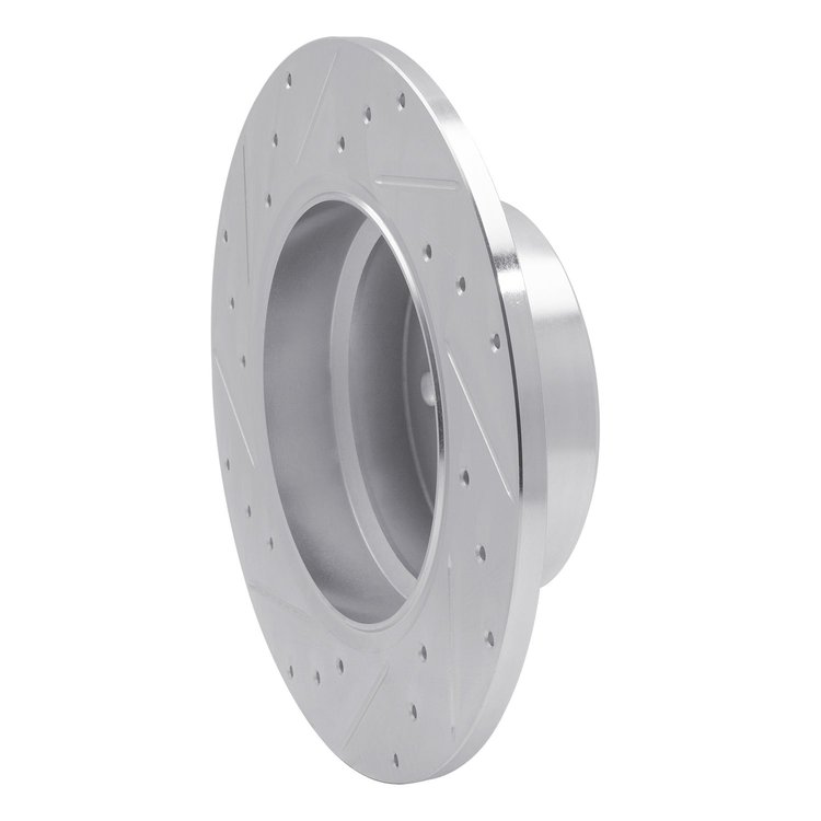 E-Line Drilled & Slotted Silver Brake Rotor, 2000-2006 BMW, Position: Rear Right