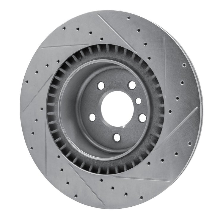 E-Line Drilled & Slotted Silver Brake Rotor, 2010-2014 BMW, Position: Rear Left
