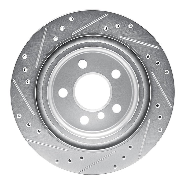 E-Line Drilled & Slotted Silver Brake Rotor, Fits Select Fits Multiple Makes/Models, Position: Rear Right