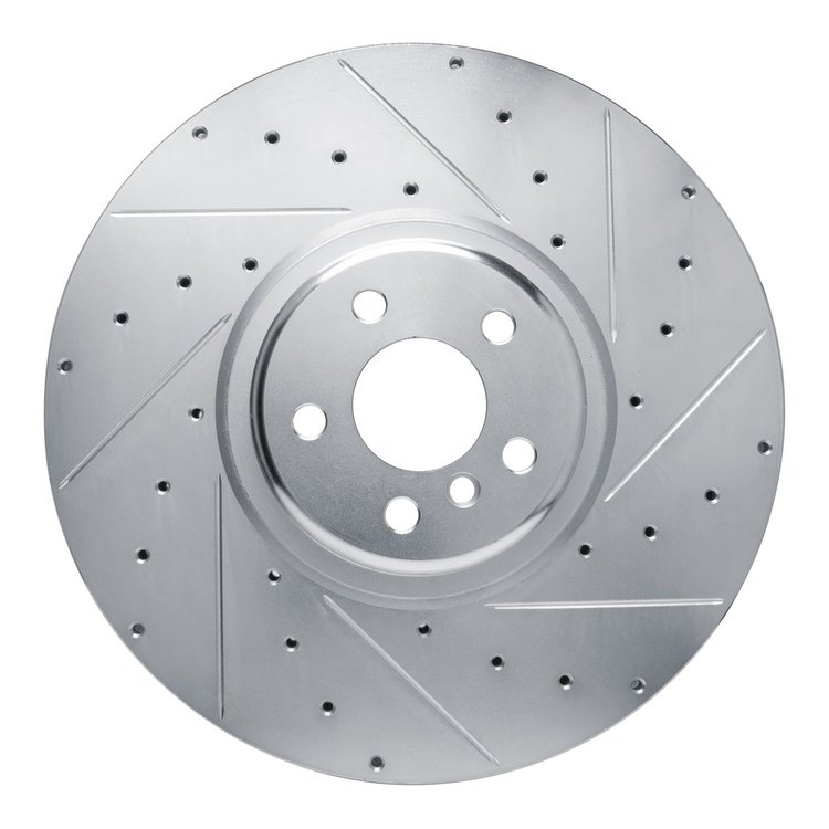 E-Line Drilled & Slotted Silver Brake Rotor, Fits Select Fits Multiple Makes/Models, Position: Right Front