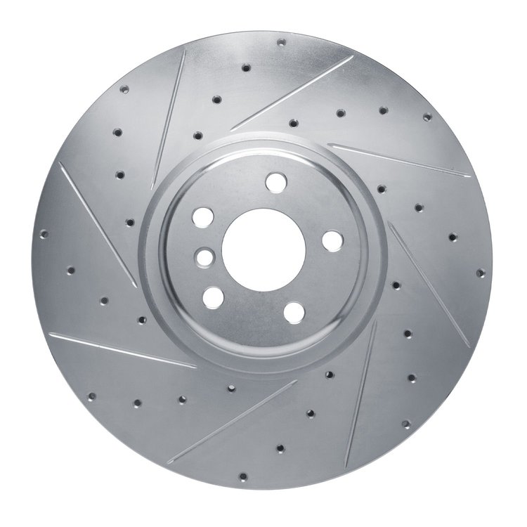 E-Line Drilled & Slotted Silver Brake Rotor, Fits Select Fits Multiple Makes/Models, Position: Left Front
