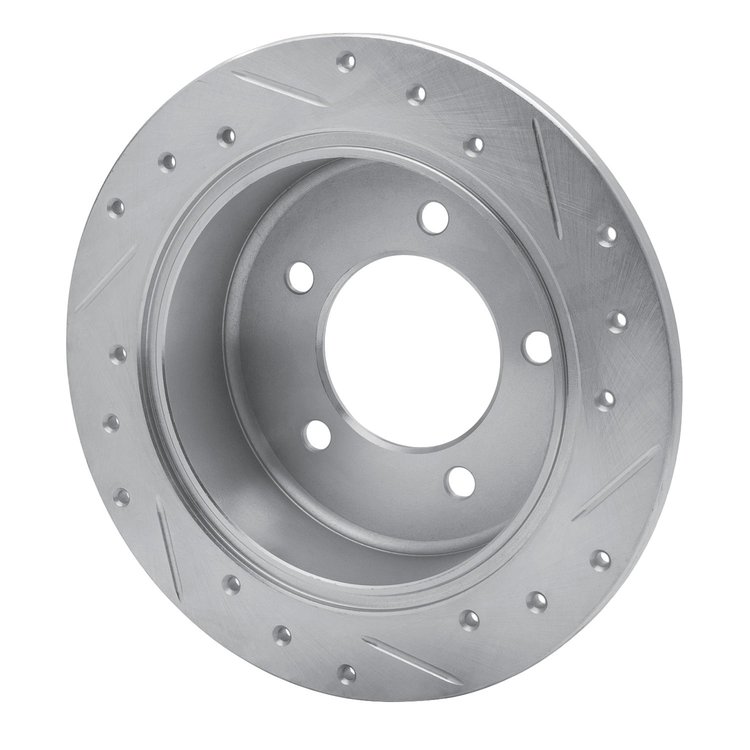 E-Line Drilled & Slotted Silver Brake Rotor, Fits Select Fits Multiple Makes/Models, Position: Rear Right