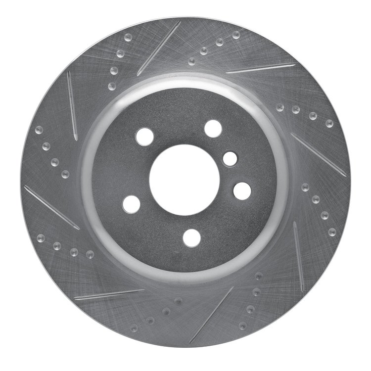 E-Line Drilled & Slotted Silver Brake Rotor, Fits Select Fits Multiple Makes/Models, Position: Rear Left