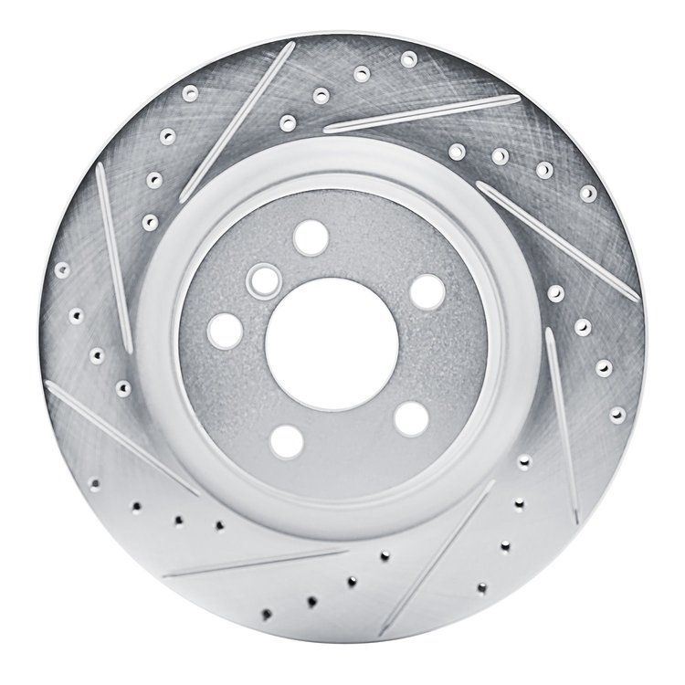 E-Line Drilled & Slotted Silver Brake Rotor, Fits Select Fits Multiple Makes/Models, Position: Rear Left