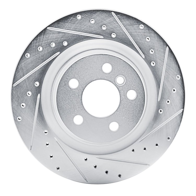 E-Line Drilled & Slotted Silver Brake Rotor, Fits Select Fits Multiple Makes/Models, Position: Rear Right
