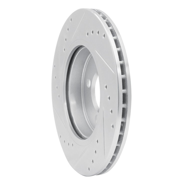 E-Line Drilled & Slotted Silver Brake Rotor, 2002-2008 Mini, Position: Front Right