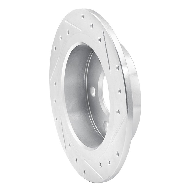 E-Line Drilled & Slotted Silver Brake Rotor, Fits Select Mini, Position: Rear Left