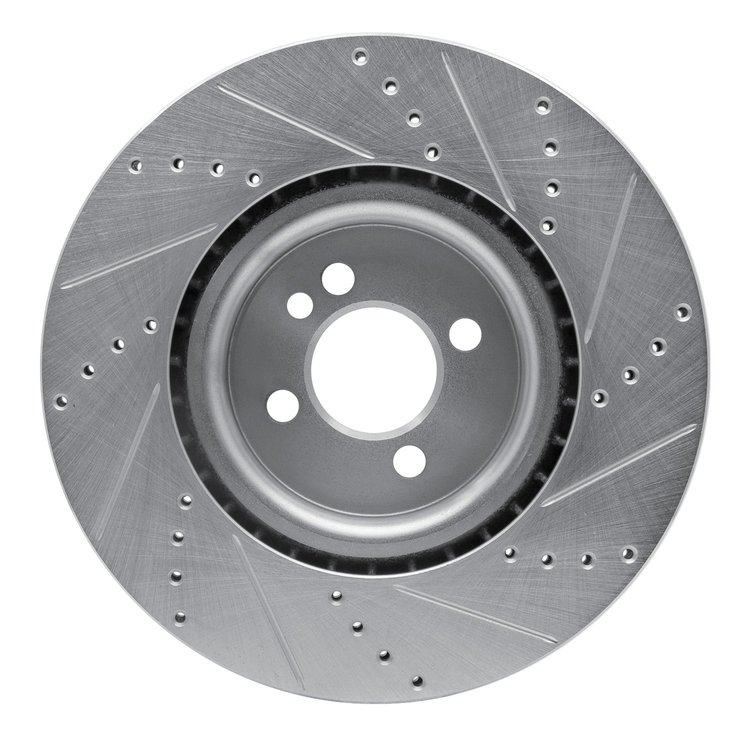 E-Line Drilled & Slotted Silver Brake Rotor, 2013-2013 Mini, Position: Front Left