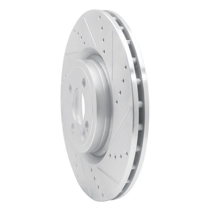 E-Line Drilled & Slotted Silver Brake Rotor, 2013-2013 Mini, Position: Front Right