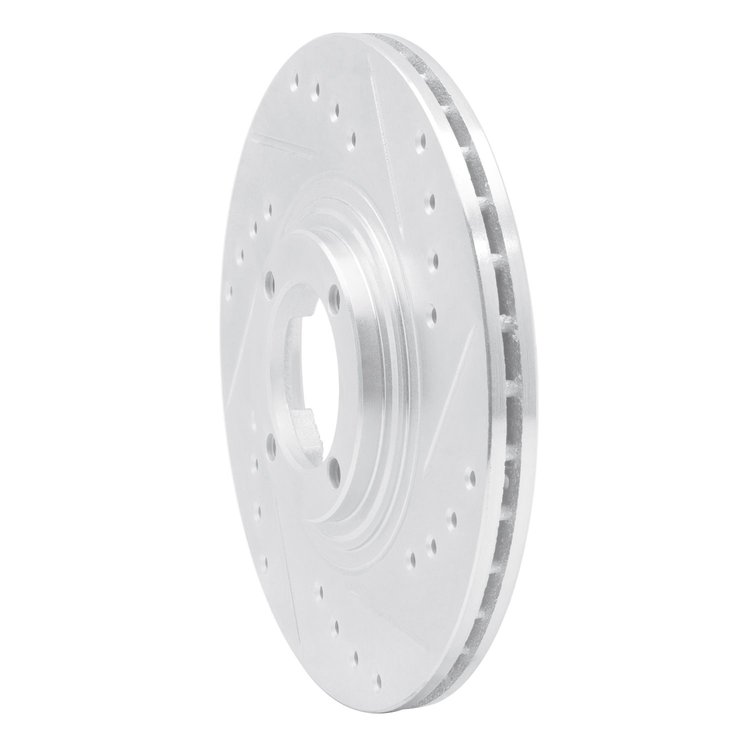 E-Line Drilled & Slotted Silver Brake Rotor, 1983-1990 GM, Position: Front Right