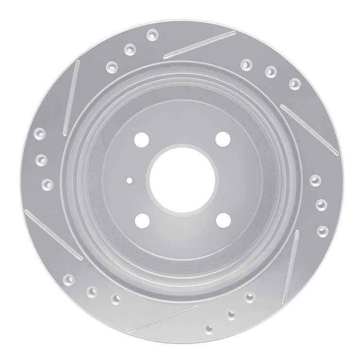 E-Line Drilled & Slotted Silver Brake Rotor, 1983-1990 GM, Position: Rear Right