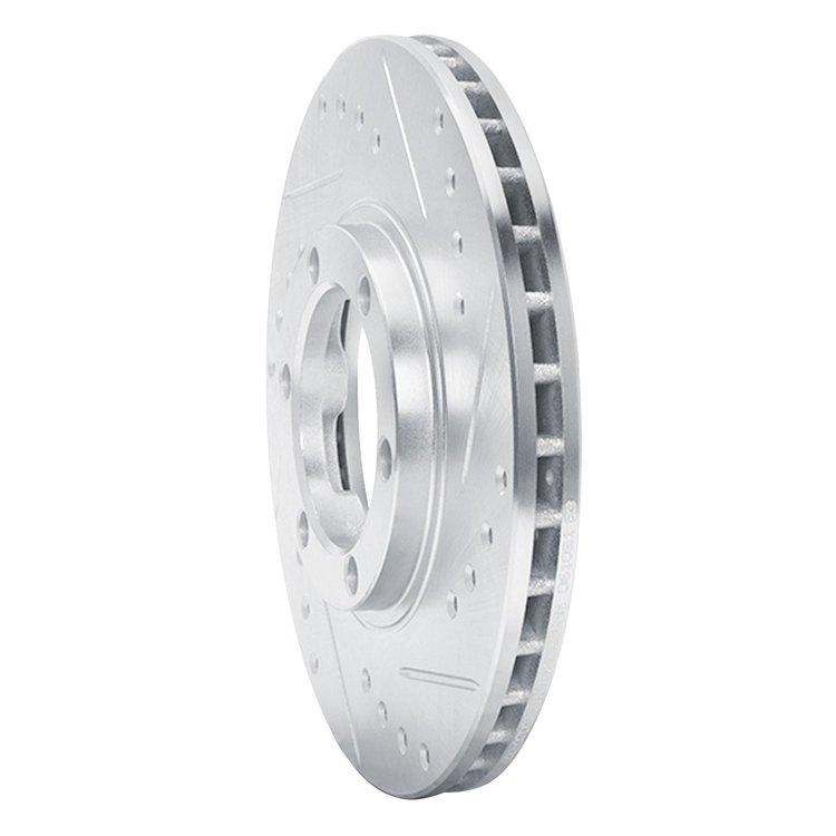 E-Line Drilled & Slotted Silver Brake Rotor, 1986-2006 Fits Multiple Makes/Models, Position: Front Right