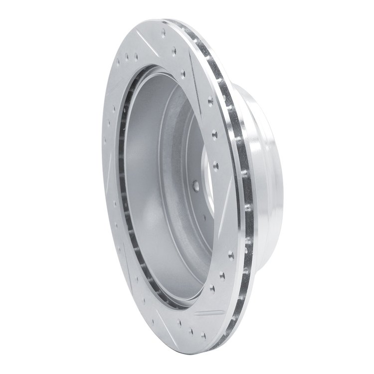 E-Line Drilled & Slotted Silver Brake Rotor, 1992-2004 Fits Multiple Makes/Models, Position: Rear Left