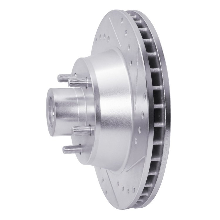 E-Line Drilled & Slotted Silver Brake Rotor, 1969-1973 Mopar, Position: Front Right