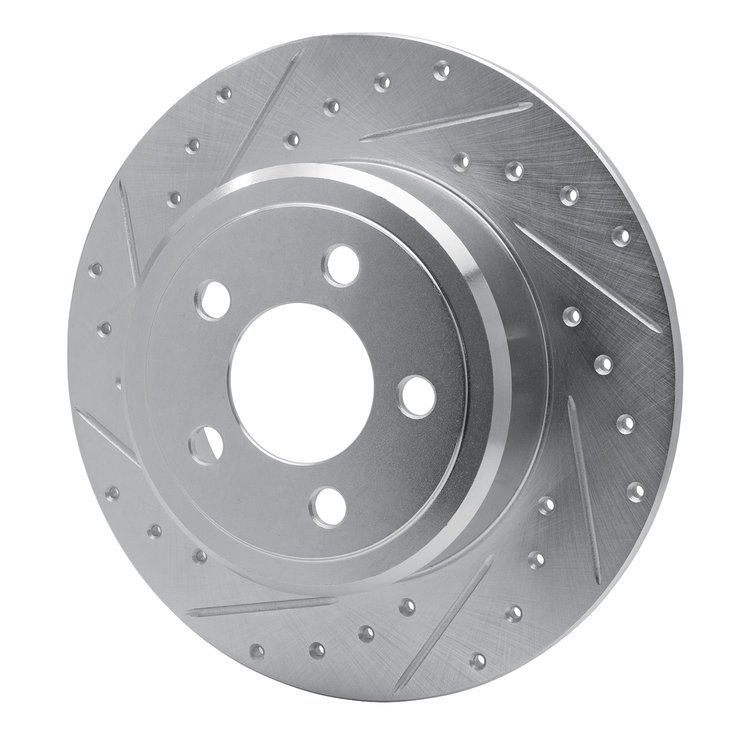 E-Line Drilled & Slotted Silver Brake Rotor, Fits Select Mopar, Position: Rear Left
