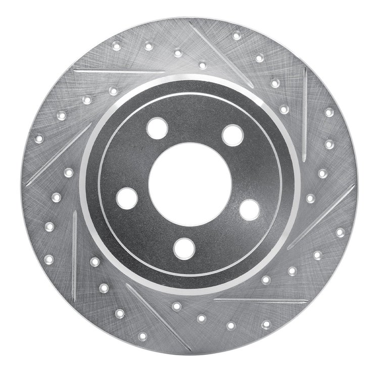 E-Line Drilled & Slotted Silver Brake Rotor, Fits Select Mopar, Position: Rear Right
