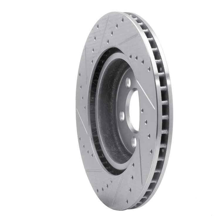 E-Line Drilled & Slotted Silver Brake Rotor, Fits Select Mopar, Position: Front Right