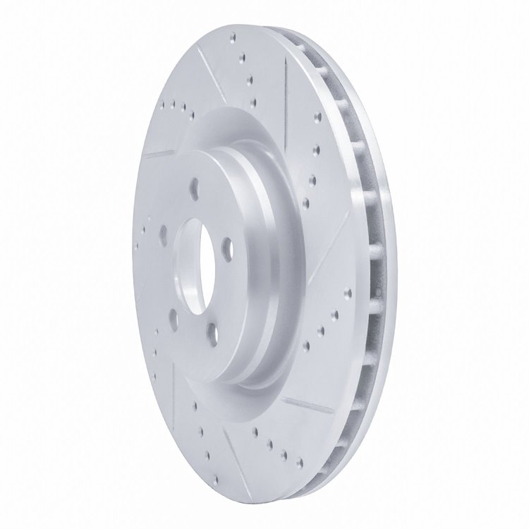 E-Line Drilled & Slotted Silver Brake Rotor, Fits Select Mopar, Position: Front Right