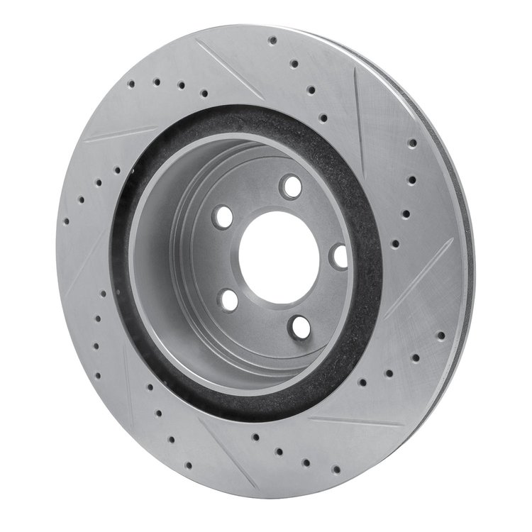 E-Line Drilled & Slotted Silver Brake Rotor, Fits Select Mopar, Position: Rear Left