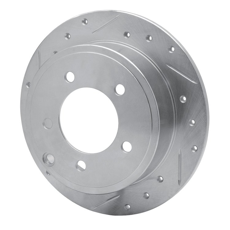 E-Line Drilled & Slotted Silver Brake Rotor, 2007-2017 Fits Multiple Makes/Models, Position: Rear Left