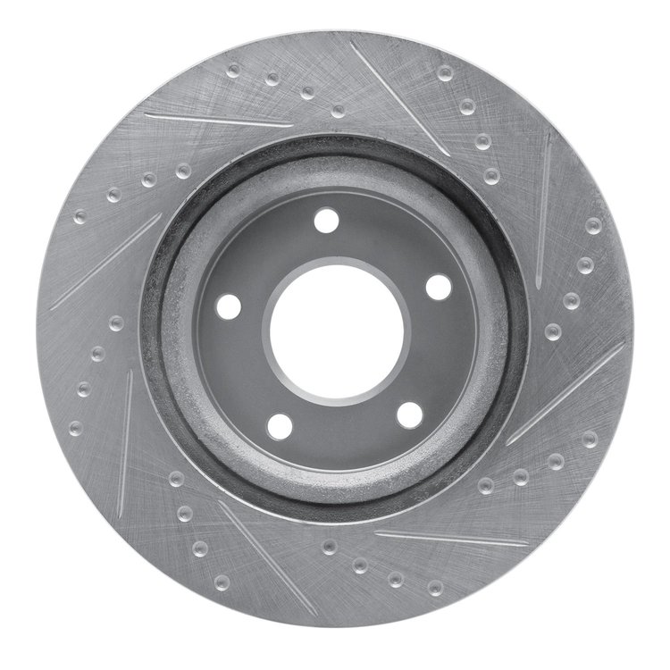 E-Line Drilled & Slotted Silver Brake Rotor, Fits Select Fits Multiple Makes/Models, Position: Front Left