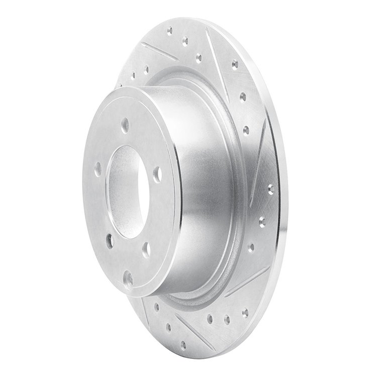 E-Line Drilled & Slotted Silver Brake Rotor, 2007-2017 Fits Multiple Makes/Models, Position: Rear Right