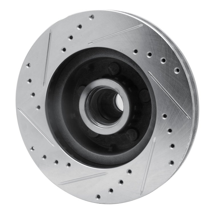 E-Line Drilled & Slotted Silver Brake Rotor, 1971-1981 Mopar, Position: Front Right