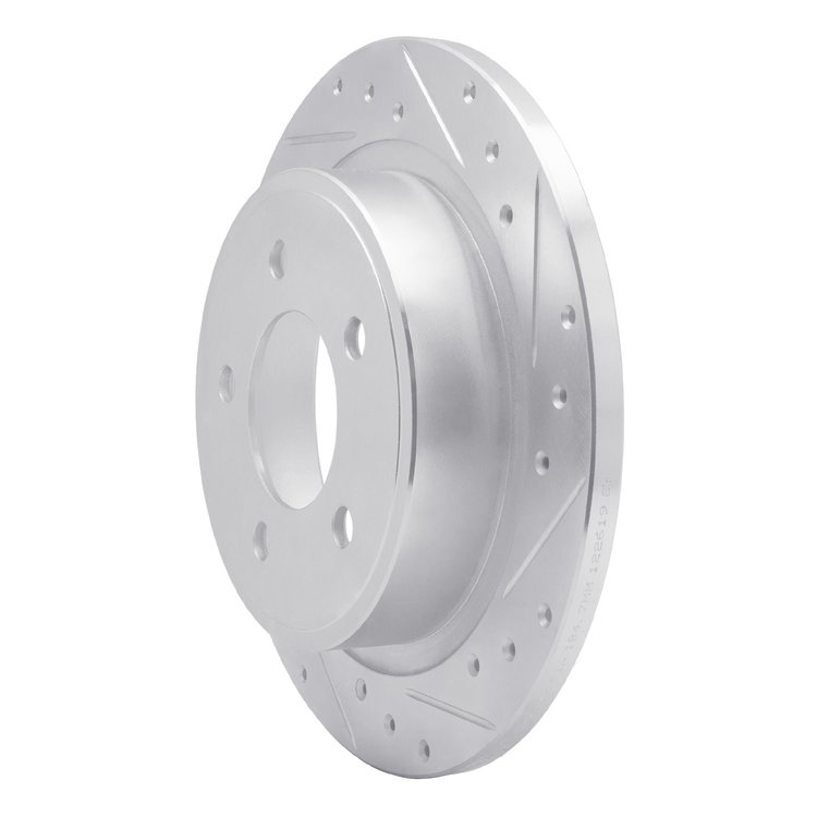 E-Line Drilled & Slotted Silver Brake Rotor, 2004-2008 Mopar, Position: Rear Right