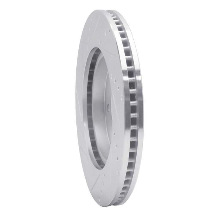 E-Line Drilled & Slotted Silver Brake Rotor, 2004-2008 Mopar, Position: Front Right