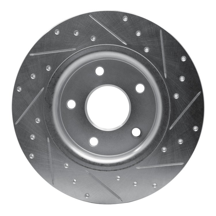 E-Line Drilled & Slotted Silver Brake Rotor, Fits Select Mopar, Position: Rear Left