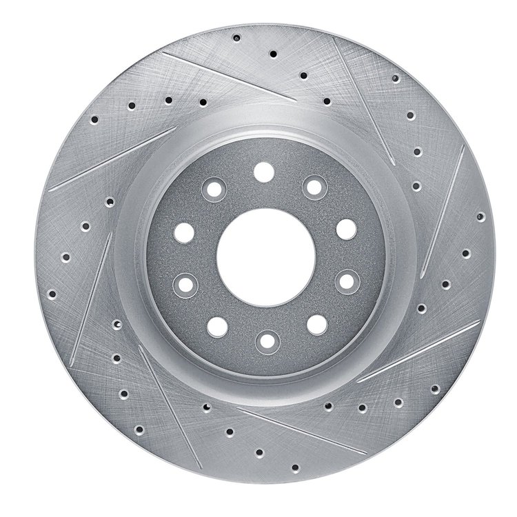 E-Line Drilled & Slotted Silver Brake Rotor, Fits Select Mopar, Position: Front Right