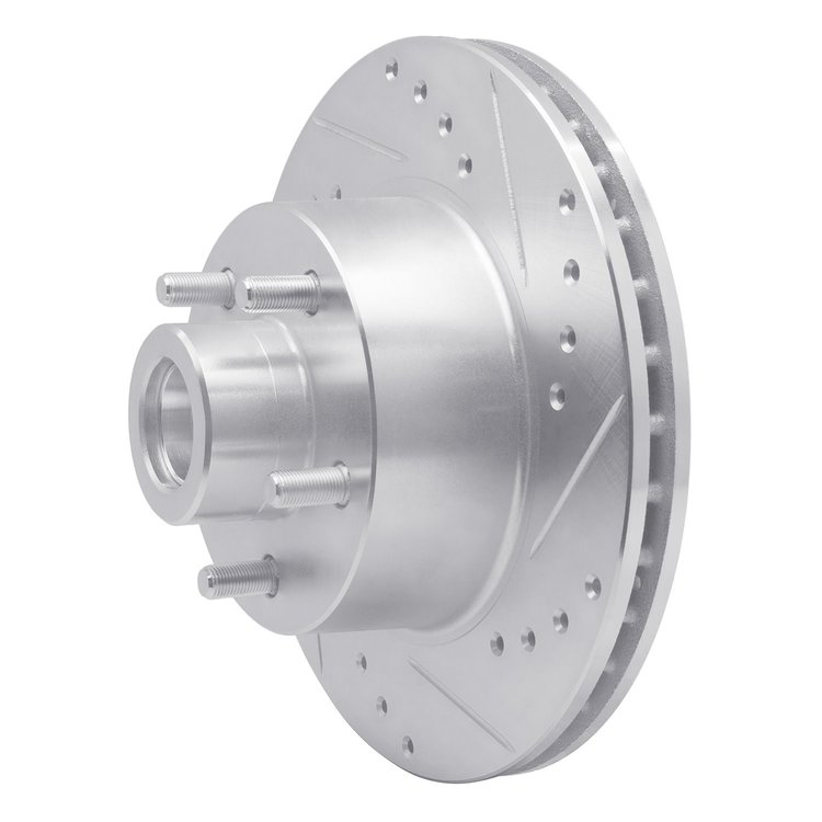 E-Line Drilled & Slotted Silver Brake Rotor, 1970-1972 Mopar, Position: Front Right